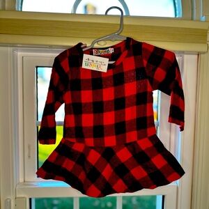 NWT buffalo print baby girl dress with built in diaper cover.